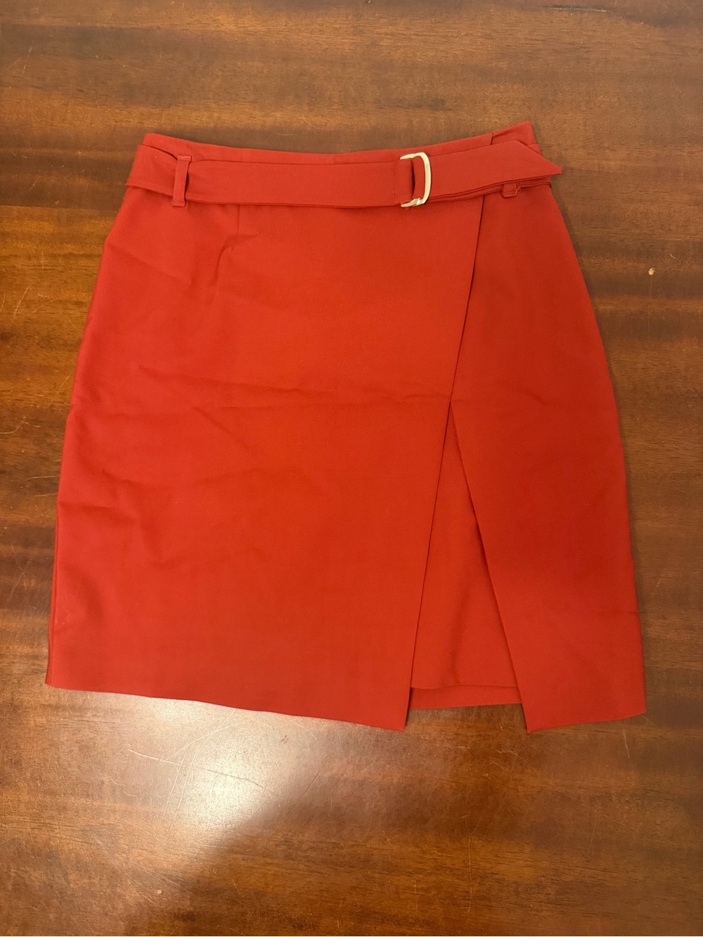 White House Black Market Red Belted Wrap Mini Skirt